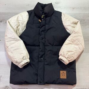 Mini Rodini Black and Cream Kids Puffer Jacket